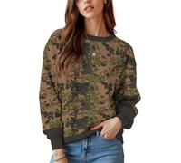keepmore Sudadera de Camuflaje Vintage para Mujer Mujer Camuflaje Cuello Redondo Manga Larga Otoño Al Aire Libre Senderismo Caza Pullover Jumper Tops