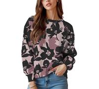 keepmore Sudadera de Cuello Redondo para Mujer Primavera Otoño Flores Plantas Paisley Impresa en 3D Vintage Mujer Jersey de Manga Larga Tops de Manga Larga al Aire Libre