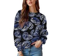 keepmore Sudadera de Cuello Redondo para Mujer Primavera Otoño Flores Plantas Paisley Impresa en 3D Vintage Mujer Jersey de Manga Larga Tops de Manga Larga al Aire Libre