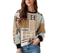 keepmore Sudadera de Estilo étnico de Primavera y otoño con Cuello Redondo para Mujer Vintage Paisley Floral Estampado 3D Pullover Tops de Jersey de Manga Larga para Mujer