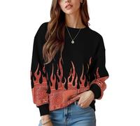 keepmore Sudadera de Estilo étnico de Primavera y otoño con Cuello Redondo para Mujer Vintage Paisley Floral Estampado 3D Pullover Tops de Jersey de Manga Larga para Mujer