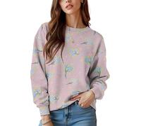keepmore Sudadera de Mujer con Cuello Redondo Primavera Otoño Fresa Higo Lirio Flores 3D Impresa Vintage Mujer Camisa de Manga Larga Jersey Jersey Tops