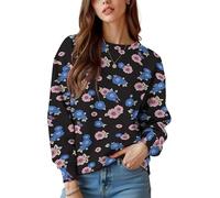 keepmore Sudadera de Mujer con Cuello Redondo Primavera Otoño Fresa Higo Lirio Flores 3D Impresa Vintage Mujer Camisa de Manga Larga Jersey Jersey Tops