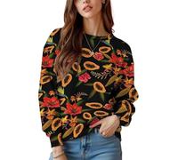 keepmore Sudaderas con Estampado Floral 3D para Mujer con Cuello Redondo Manga Larga Casual Primavera otoño Ajuste Suelto Tops