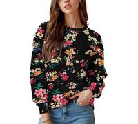 keepmore Sudaderas con Estampado Floral 3D para Mujer con Cuello Redondo Manga Larga Casual Primavera otoño Ajuste Suelto Tops