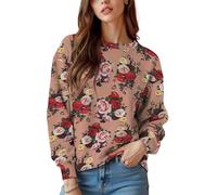 keepmore Sudaderas con Estampado Floral 3D para Mujer con Cuello Redondo Manga Larga Casual Primavera otoño Ajuste Suelto Tops