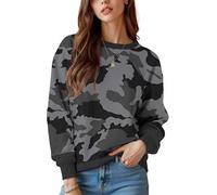 keepmore Sudaderas con patrón Floral de Camuflaje de Jungla para Mujer Cuello Redondo Manga Larga Casual Primavera Otoño Jersey Camisetas de Jersey al Aire Libre