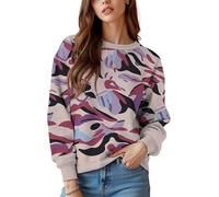keepmore Sudaderas con patrón Floral de Camuflaje de Jungla para Mujer Cuello Redondo Manga Larga Casual Primavera Otoño Jersey Camisetas de Jersey al Aire Libre