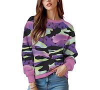 keepmore Sudaderas con patrón Floral de Camuflaje de Jungla para Mujer Cuello Redondo Manga Larga Casual Primavera Otoño Jersey Camisetas de Jersey al Aire Libre