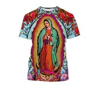 keepmore Virgen María Camiseta Diosa de la Misericordia 3D Impreso Camisetas Jesús Dios Unisex Tops de Manga Corta