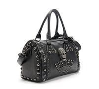 KEEPOP Bolso de mano para mujer de lona punk con correa para el hombro, bolsa cruzada de gran capacidad, color negro