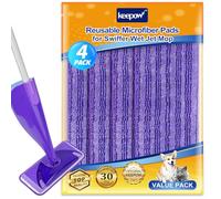 KEEPOW 4 toallitas reutilizables para Swiffer WetJet 30 x 14 cm, microfibra lavable para Swiffer Wetjet Lavette Reutilizable, Frotar suelos secos húmedos, morado