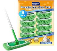 KEEPOW 8 Toallitas para Swiffer - Verdes, Lavables, Húmedo & Seco