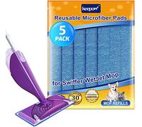 KEEPOW Almohadillas de Microfibra de Repuesto para mopa Swiffer Wet & Dry Mop Starter, recambios Lavables y Reutilizables, Paquete de 5, Azul