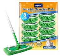 KEEPOW Almohadillas húmedas reutilizables compatibles con trapeador Swiffer, paños de barrido en seco, repuestos de paño húmedo de microfibra lavable para limpieza de superficies/suelos de madera