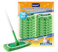 KEEPOW Almohadillas húmedas reutilizables compatibles con trapeador Swiffer Sweeper, paños de barrido secos, recambios de paño húmedo de microfibra lavable para limpieza de superficies/suelos de