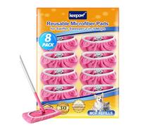 KEEPOW Juego de 8 mopas húmedas para mopa (4 Unidades), Color Rosa | 4 x poder de limpieza, paños reutilizables para limpiaparabrisas Swiffer, manchas de suelo de limpieza rápida
