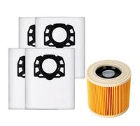 KEEPOW Paquete de 4 bolsas para aspiradora + 1 filtro para Karcher KFI 357, WD 2 Plus, WD 3, KWD 1-3, SE 4001, SE 4002 piezas de repuesto 2.863-314.0