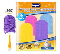 KEEPOW Paquete de 4 recambios para imanes de polvo Swiffer, reutilizables para toallitas, 360 grados, juego de iniciación, plumero para pelo de animales