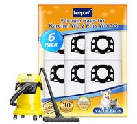 KEEPOW Paquete de 6 bolsas de vacío KFI 357 para Kärcher WD 2 Plus, WD 3