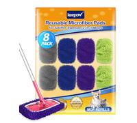 KEEPOW Toallitas de suelo reutilizables para toallitas húmedas Swiffer, lavables para mopa Swiffer húmedas - 4 colores, zonificadas para uso - 8 unidades con bolsa de lavado