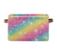 KEEPREAL Cesta de almacenamiento Rainbow Galaxy, gran cubo de almacenamiento de lona, plegable, organizador de almacenamiento para el hogar, oficina, armario, 15 x 11 x 9.5 cm