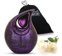 KEEPSAKE COMPANY Urnas Grandes en Forma de lágrima Blanca con Corazones Negros para Cenizas humanas Masculinas - Urnas para Hombres y Mujeres Adultos - 2,5 litros, Blanca con corazón Negro