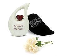 KEEPSAKE COMPANY Urnas pequeñas en Forma de lágrima para Cenizas humanas Mini urna con corazón Rojo Recuerdos de cremación para Cenizas con Bolsa de Terciopelo Premium, Blanco con corazón Rojo
