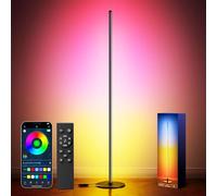 Keepsmile Lámpara de esquina RGB+IC con aplicación Bluetooth inteligente, lámpara de pie LED con 172 cuentas LED, moderna lámpara de pie compatible con modo de música y función de temporización