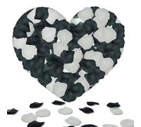 Keepsweat 1200 pétalos de rosa de seda para noche romántica, decoración de fiesta de boda, color negro, crema y blanco