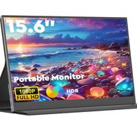 KEEPTIME Monitor portátil con múltiples soportes, 15.6 pulgadas 1080P FHD IPS Monitor extensor de pantalla para laptop, Plug & Play, altavoces duales integrados, segunda pantalla para portátil/PC/Mac