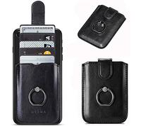 KEEPXYZ Phone Card Holder RFID PU Leather Back Ring Wallet Stick-On Pull 5 Pocket Credit Cash for All Smartphones