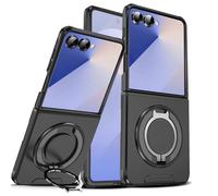Keero Funda Compatible con Samsung Galaxy Z Flip 7 5G?Carcasa con Soporte Giratoria 360°,Carga magnética Cubiertas Estuche Completo para Lentes de Cámara Anti-Choque Anti-Arañazos Caso-Negro