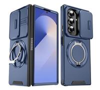 Keero Funda Compatible con Samsung Galaxy Z Fold 7 5G，Carcasa con Soporte Giratoria 360°,Carga magnética Cubiertas Estuche Completo para Lentes de Cámara Anti-Choque Anti-Arañazos Caso-Azul