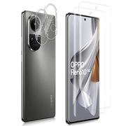 Keero Protector de Pantalla para OPPO Reno 10/10 Pro, 2+2 Piezas TPU Película Protectora y Cristal Templado de Lente Cámara, Película de Hidrogel Flexible HD, Antiarañazos, Sin Burbujas