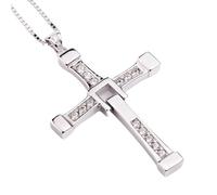 KEERSONG Rápido y Furioso Dominic Toretto Vin Diesel Mismo Collar de Plata de Ley 925 Collar de Cruz Regalo for Hombres, Mujeres, niñas y niños(60CM(24INS),22G(FOR Boys))