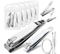 Keeshibao Kit de cortaúñas grande de 10 piezas con lima para hombres y mujeres mayores, juego de cortaúñas de manos y pies de mango largo con llavero, kit de manicura a granel para viajes, regalos