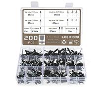 KEESIN 200 piezas de remaches de aluminio negro ciego remaches kit surtido de remaches de brida grande remaches ciegos de extremo abierto con caja de almacenamiento M3.2 M4 M4.8