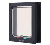 Keesin - Puerta para gatos con cerradura de 4 vías, silenciosa, activada, transparente para paneles, cristal y ventana (L, negro)