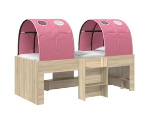 Keeushr Cama con 3 piezas de roble Sonoma y madera rosa | Diseño minimalista de microfibra, base tipo listón, 1 marco de cama, 2 accesorios de montaje, fácil mantenimiento