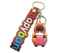 Keeychain Capybara Figura de juguete - Funny muñecas Key Holder Charm, Accesorio para suspensión animal | Opción de regalo para decoración de anillo en miniatura, complemento para bors, A.,