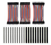 KeeYees 120PCS 3x10CM Jumper Cables Pines Macho a Hembra, Macho a Macho, Hembra a Hembra con 20PCS 2.54 mm Pin Headers Encabezado Conector para Arduino