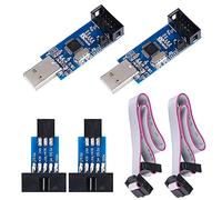 KeeYees 2 Piezas Descargador Programador para USBASP para ISP con Cable y Placa Adaptadora de 10 Pines a 6 Pines para 51 para AVR Microcontrolador