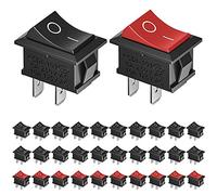KeeYees 30 Pack Interruptor basculante AC 6A / 250V 10A / 125V SPST 2 Terminales 2 Unidades ON/Off Interruptor basculante de Palanca, Rojo/Negro