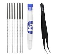 KeeYees Kit de Limpieza de Boquilla para Impresora 3D, 10pcs 0,4mm Agujas Limpiador de Boquillas de Extrusor con Pinzas, Alternativa de Brocas para Impresora 3D