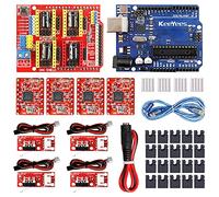 KeeYees Profesional Impresora 3D CNC Kit con E-Tutorial, CNC Shield V3 con Jumper Caps, A4988 Controlador de motor paso a paso, Cable de alimentación DC, Mechanical Switch Endstop