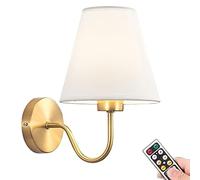 KEFA Aplique de pared que funciona con pilas/lámpara de pared alimentada por pilas, lámpara de pared no cableada con bombilla regulable a distancia, sin cables, fácil de instalar, para dormitorio,