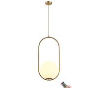 KEFA Lámpara colgante de mediados de siglo, no cableada, funciona con pilas, lámpara colgante de techo de cristal con globo blanco para cocina, isla, comedor, dormitorio
