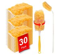 KeFanta 360 recambios de plumero resistentes compatibles con Swiffer Duster kit de polvo desechable para limpieza 1 mango extendido 1 mango corto