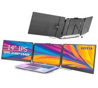 KEFEYA Laptop Screen Extender,14” Triple Screen Laptop Monitor Extender, 1080P FHD Portable Monitor for 13“-17.3” Laptops, HDMI/USB-A/USB-C for Mac, Windows, Chrome and Switch, Plug and Play.
